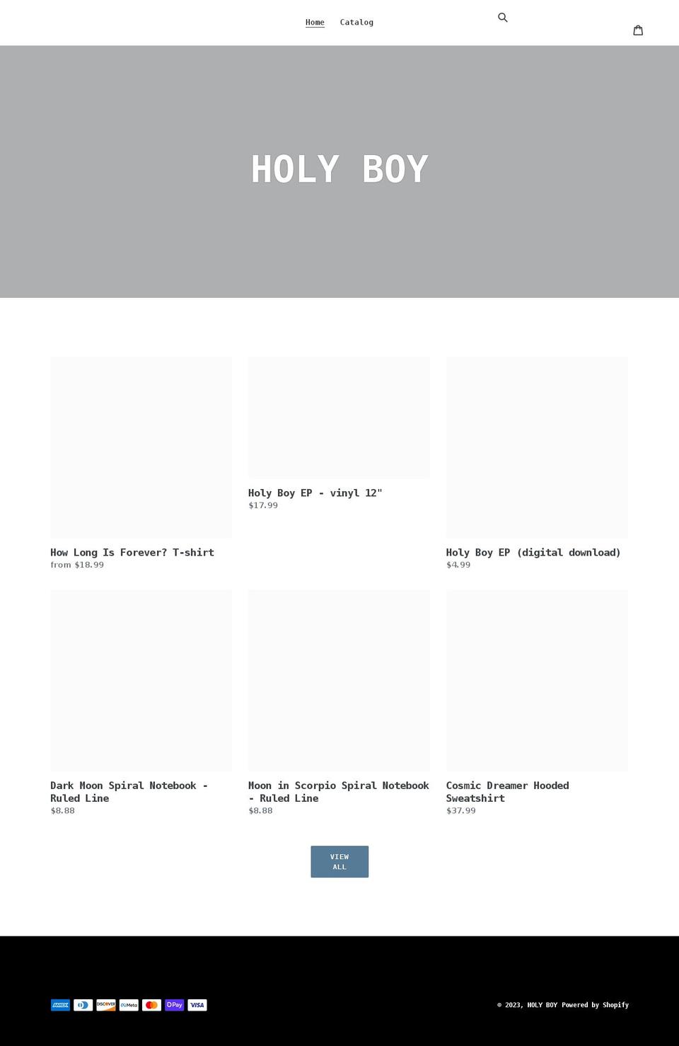holyboymusic.myshopify.com shopify website screenshot