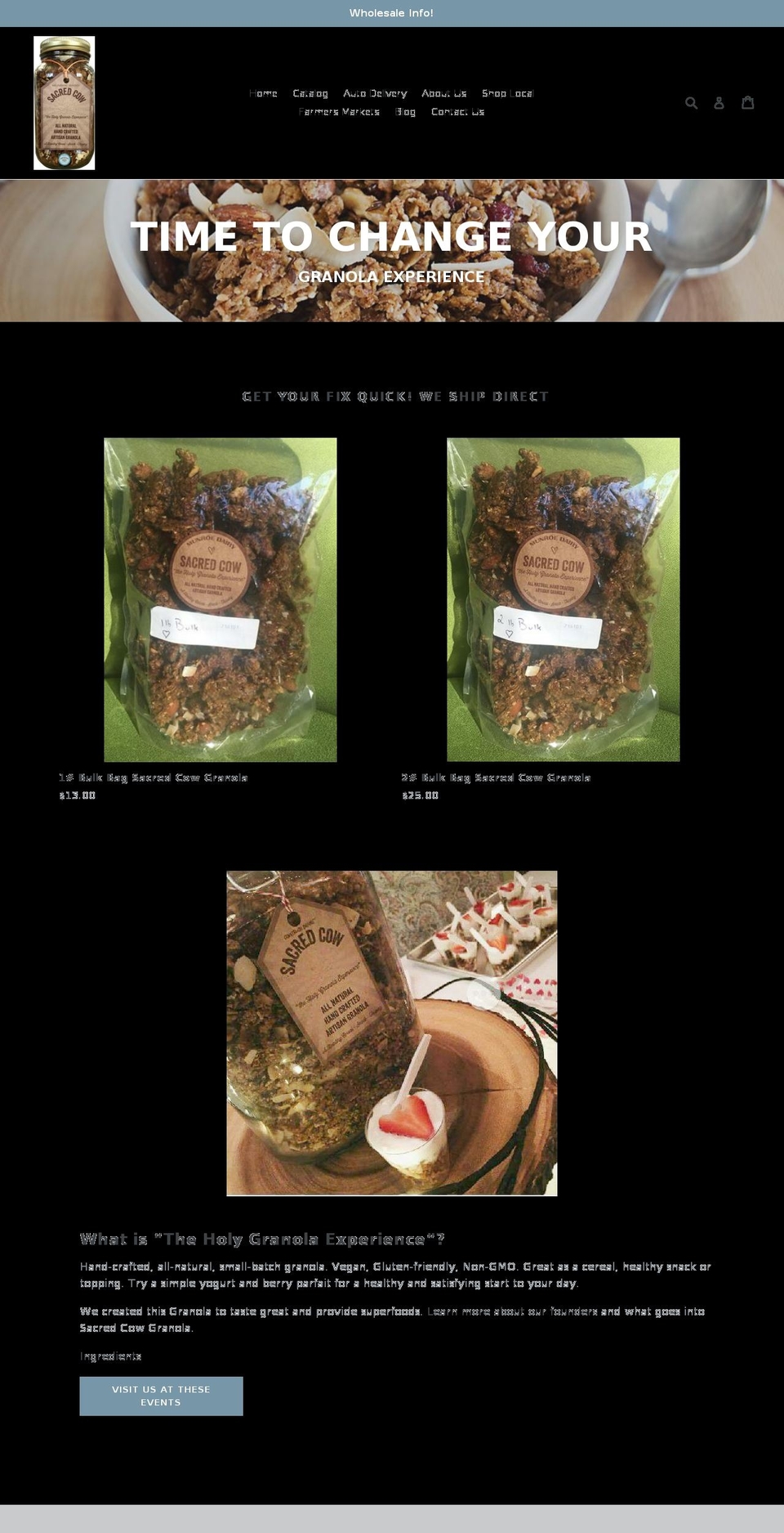 holycowgranola.com — Shopify storefront screenshot