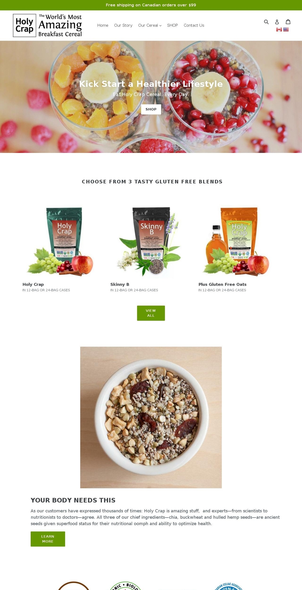 Spring Shopify theme site example holycrap.ca