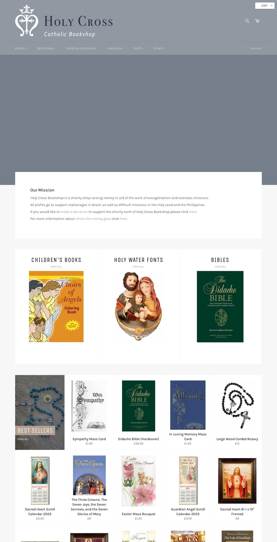 holycrossbooks.co.uk shopify website screenshot