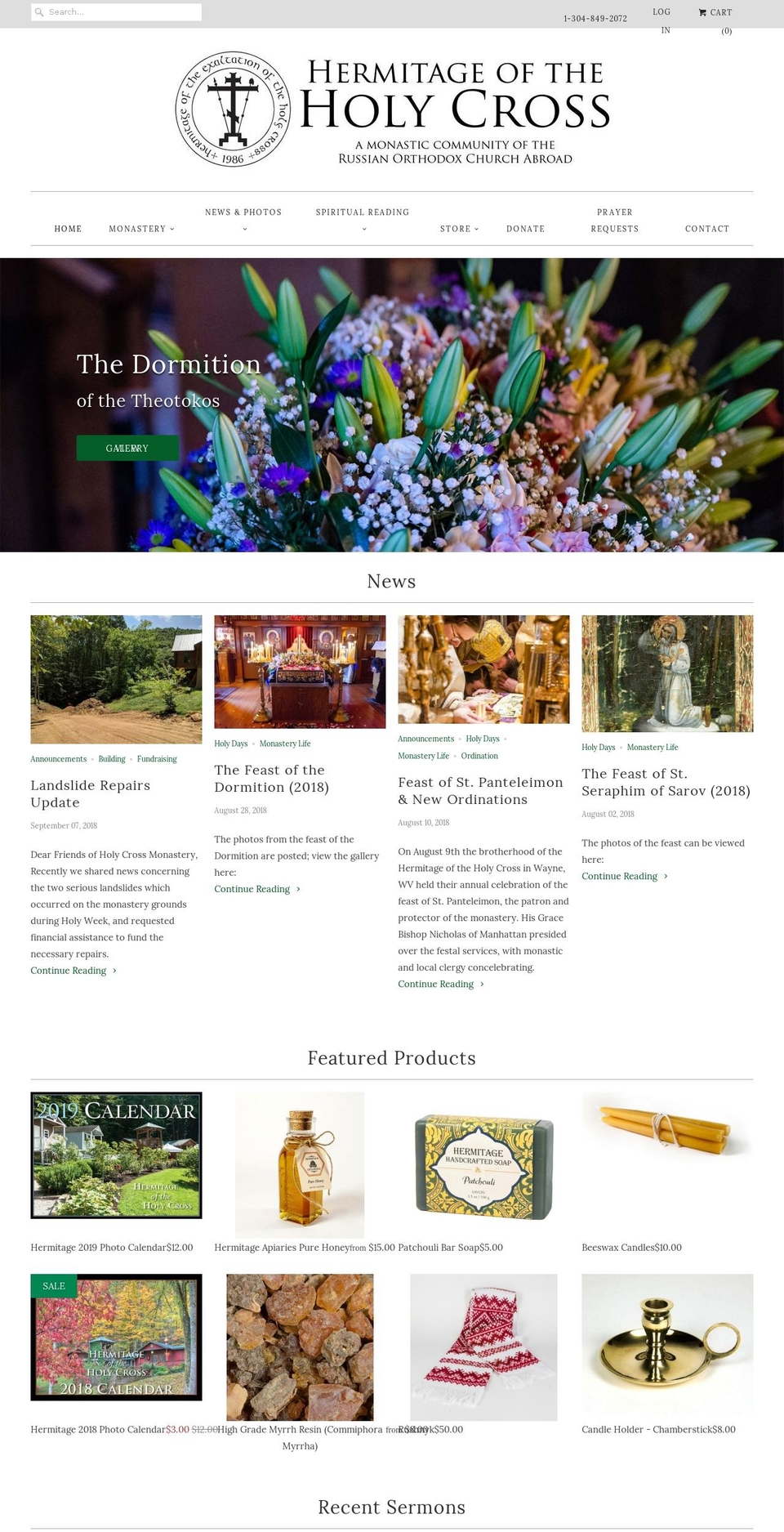 holycrosshermitage.com — Shopify storefront screenshot