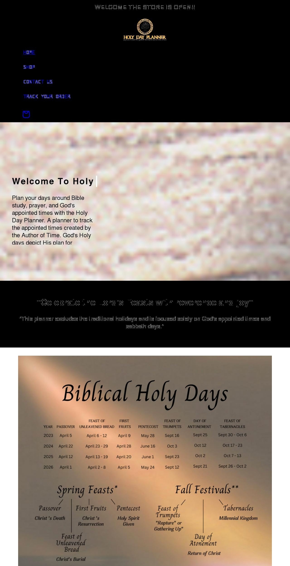 holydayplanner.com shopify website screenshot