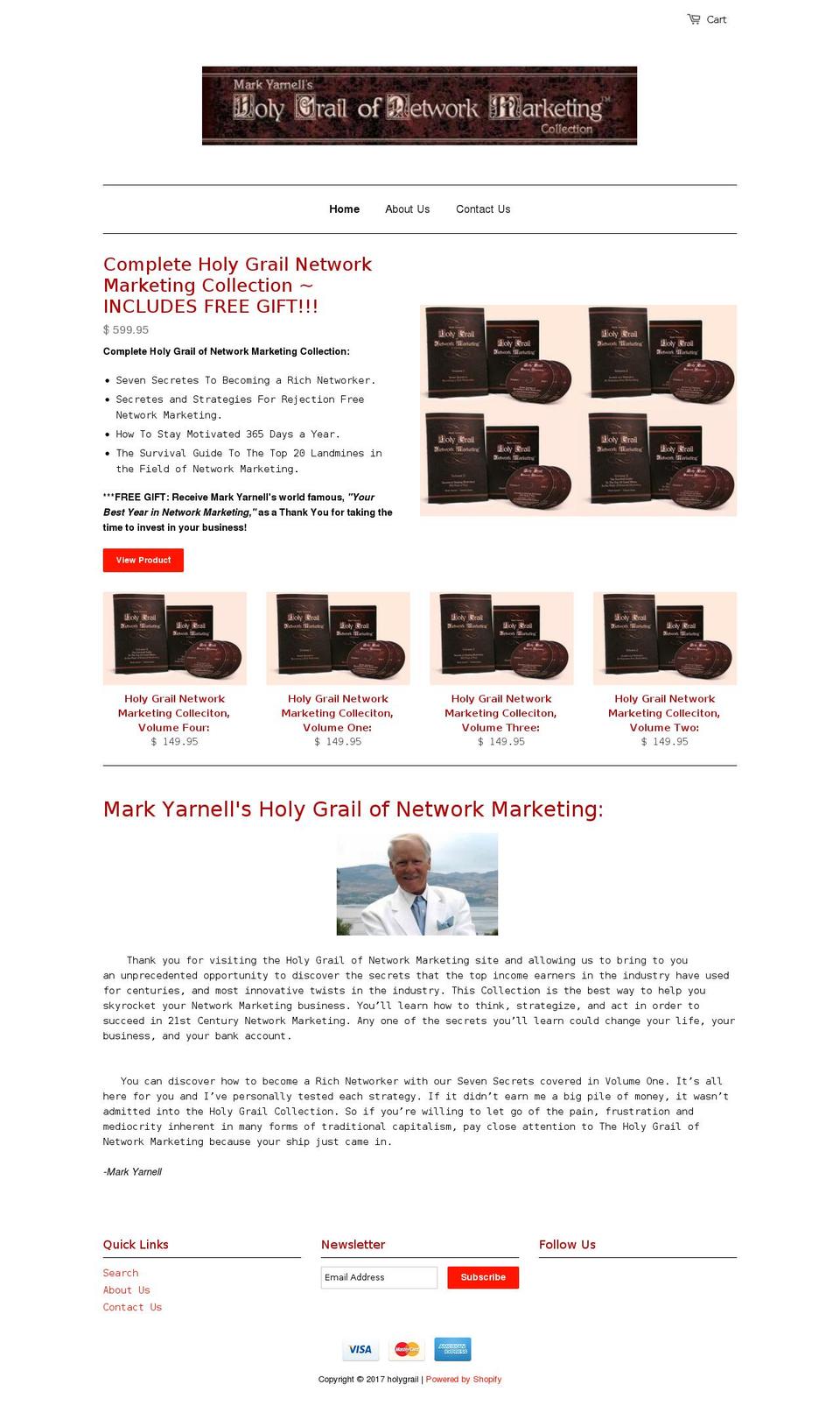 holygrailnetworkmarketing.net shopify website screenshot