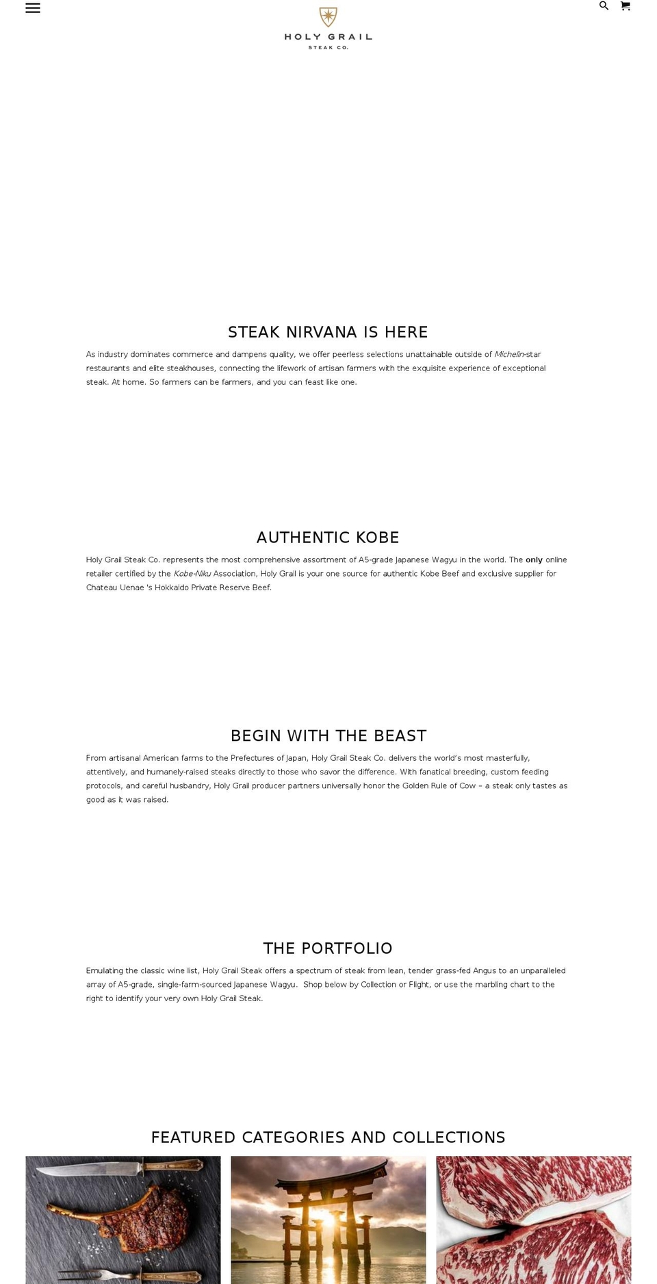 holygrailsteak.com shopify website screenshot