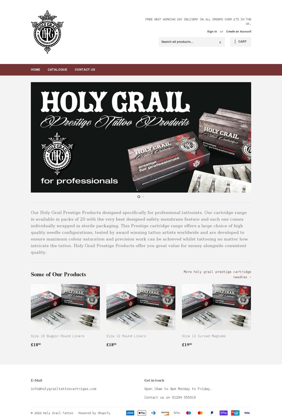 holygrailtattooproducts.co.uk shopify website screenshot