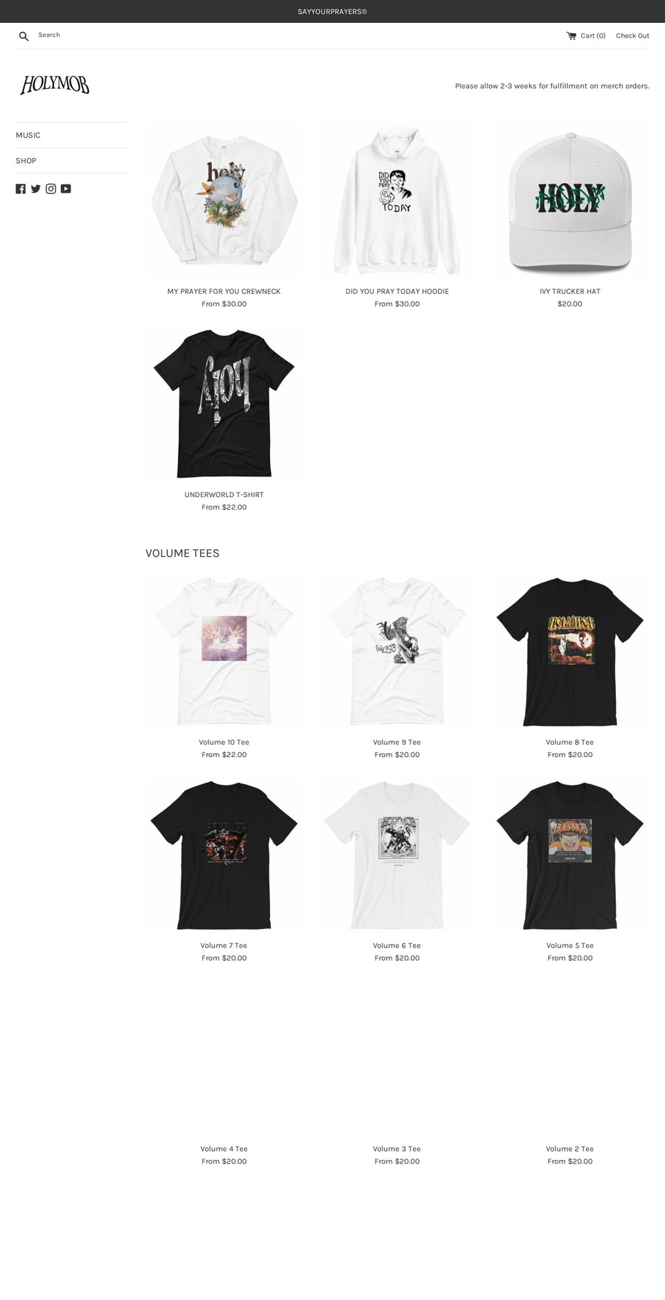 holymob.com — Shopify storefront screenshot