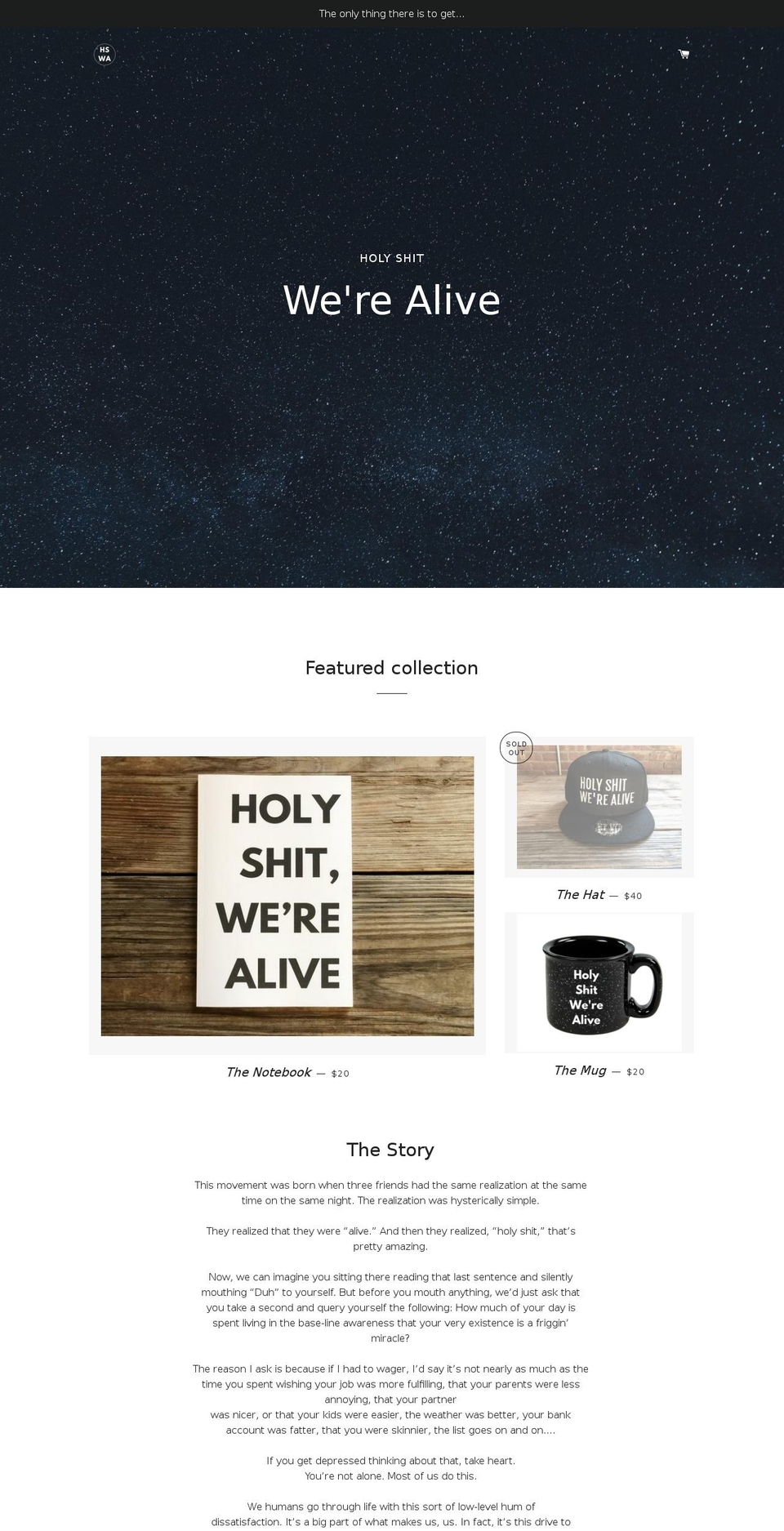 holyshitwerealive.com shopify website screenshot