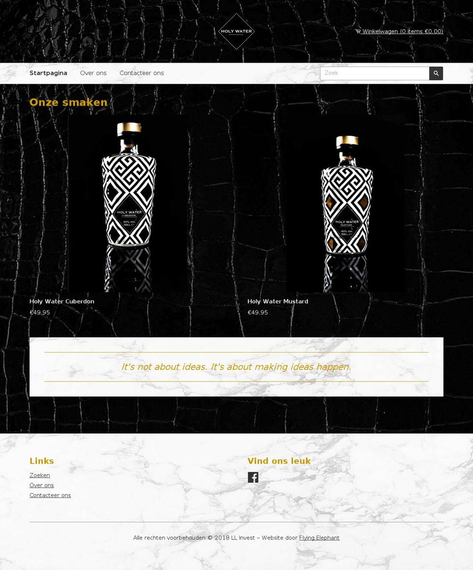 holywatergin.be shopify website screenshot