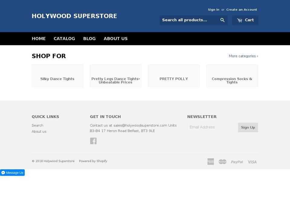 holywoodsuperstore.com shopify website screenshot