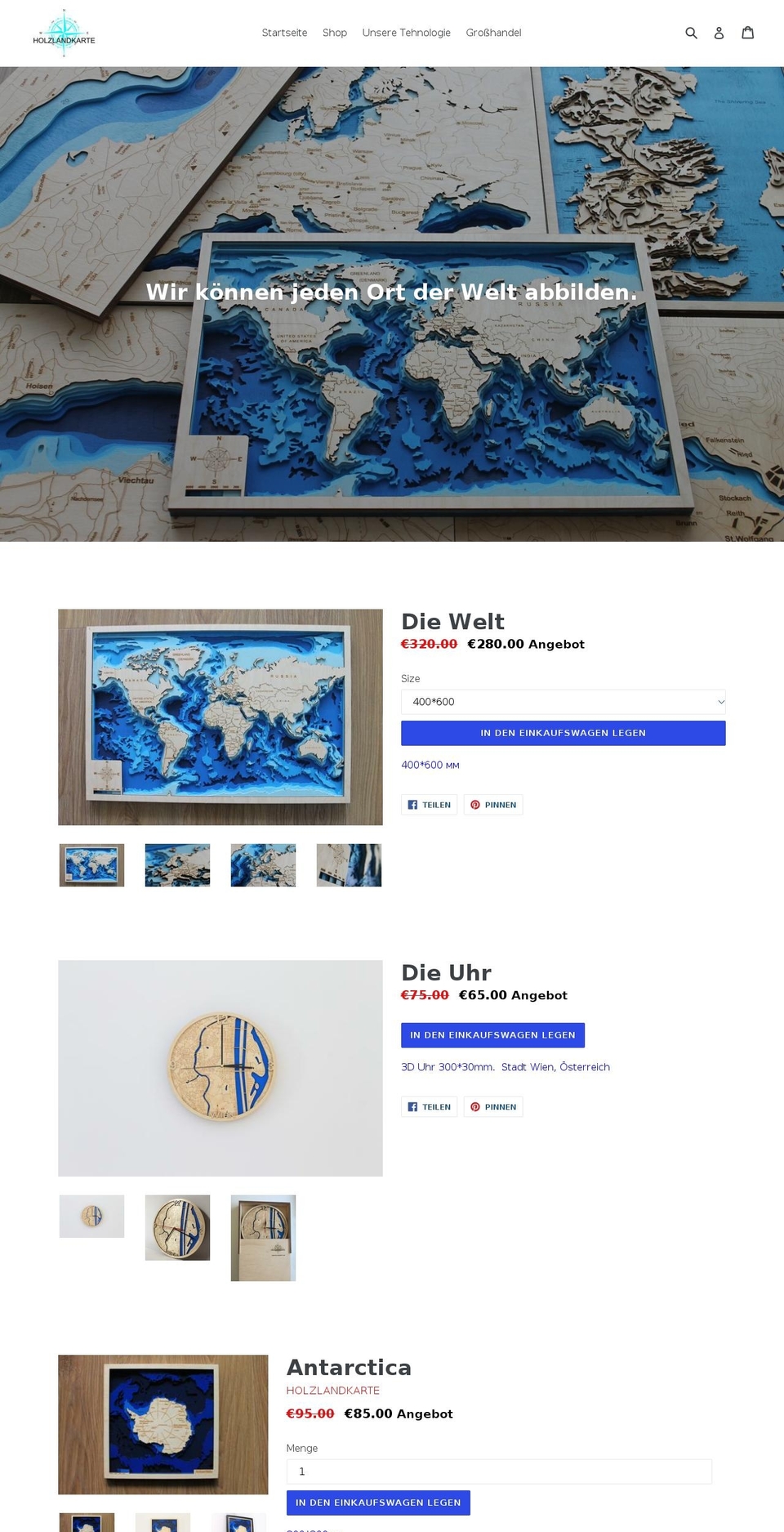 holzlandkarte.com — Shopify storefront screenshot