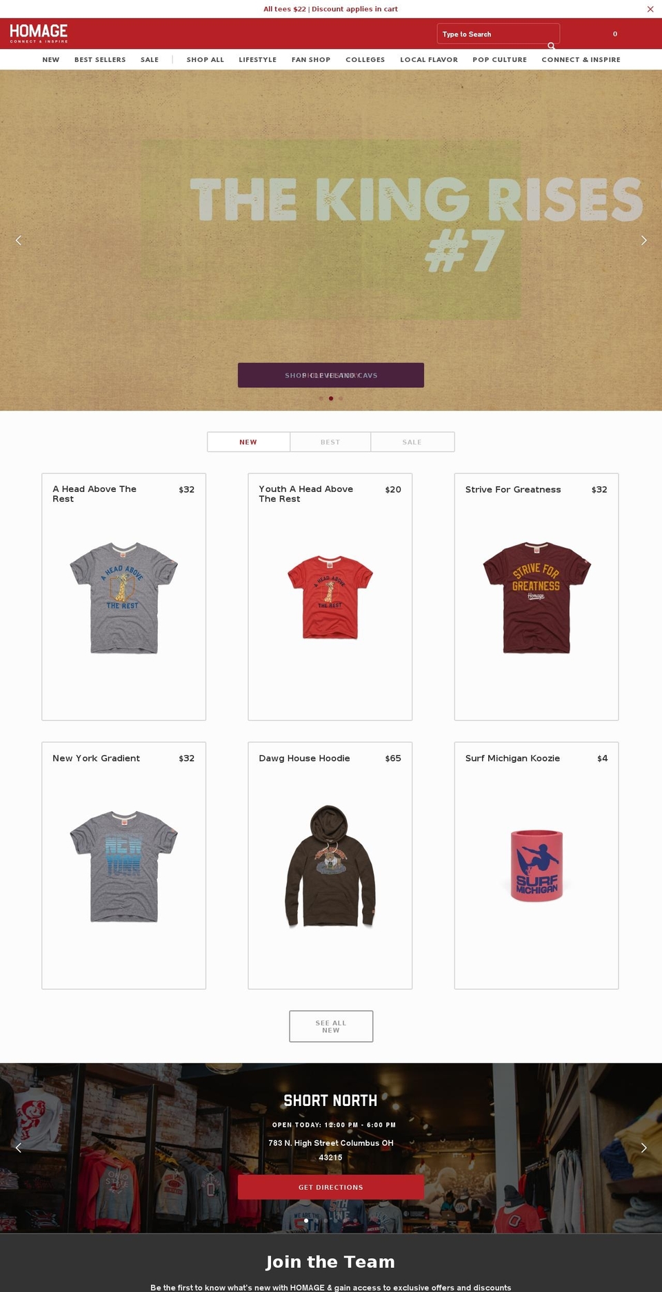 homage.com shopify website screenshot