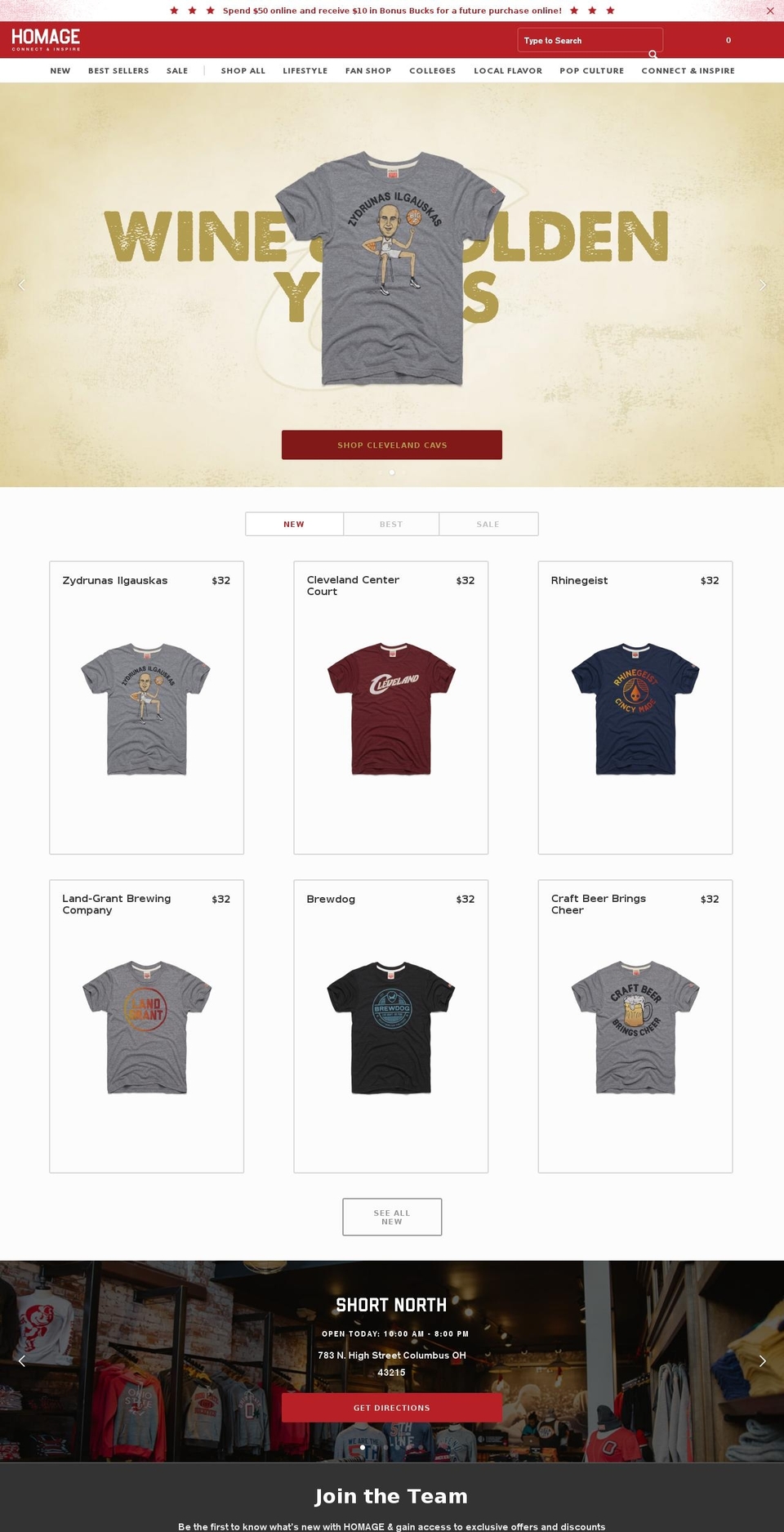 homage.info shopify website screenshot