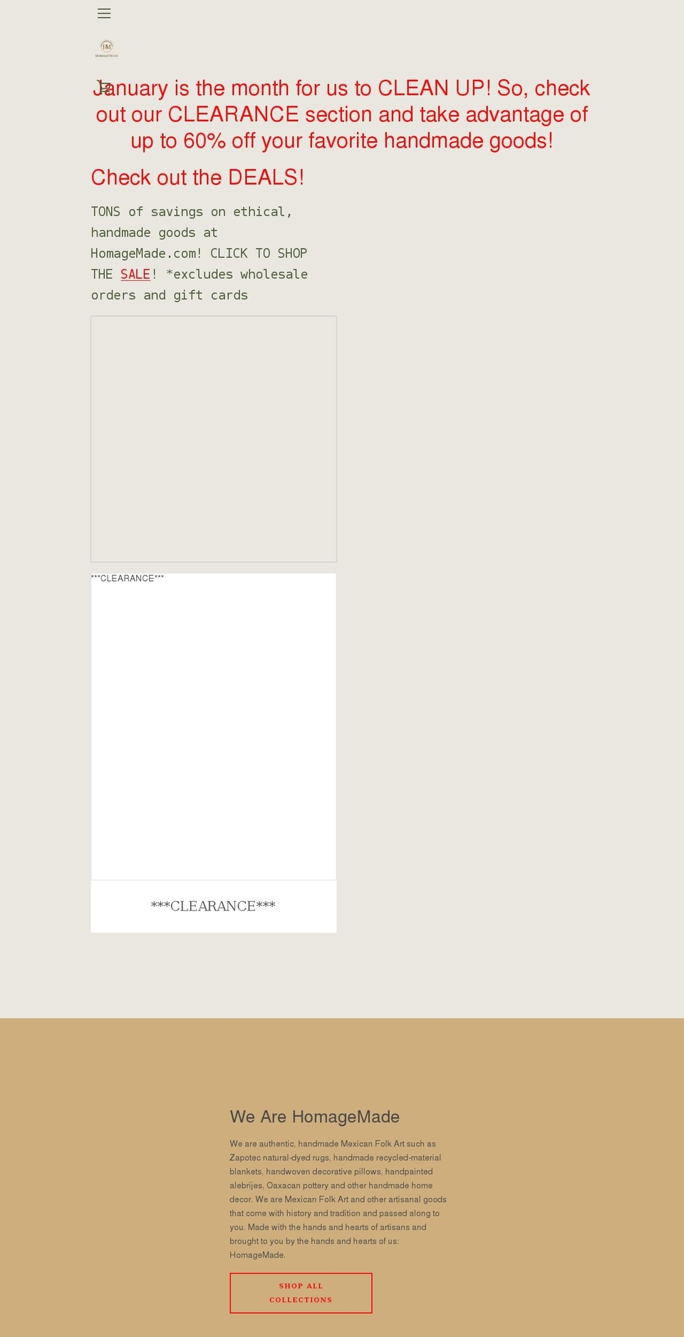 homagemade.com shopify website screenshot