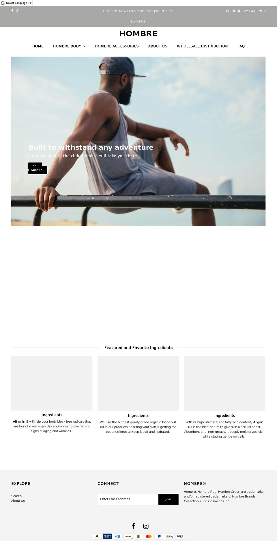 hombrespraydeodorant.com — Shopify storefront screenshot