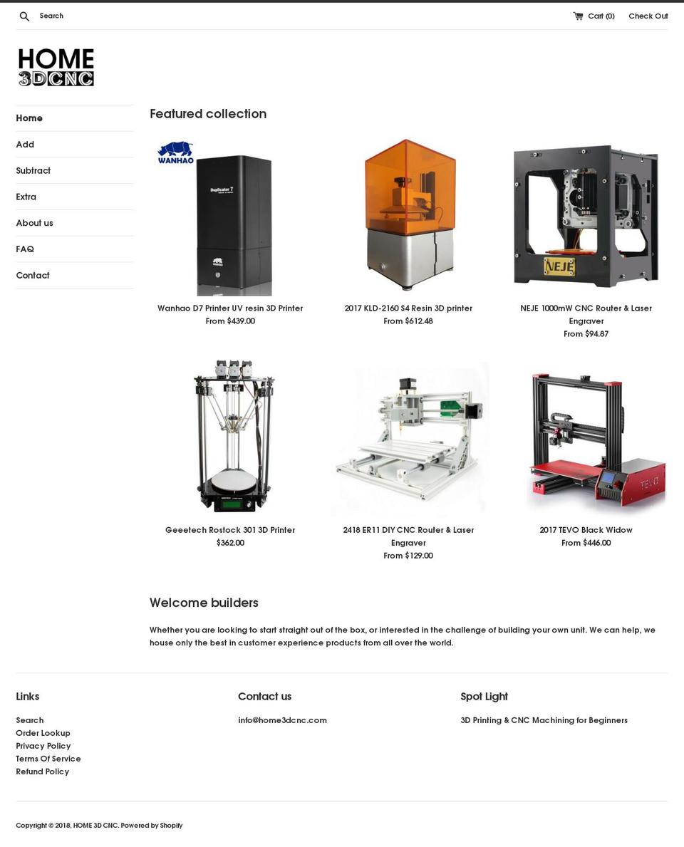home3dcnc.com — Shopify storefront screenshot