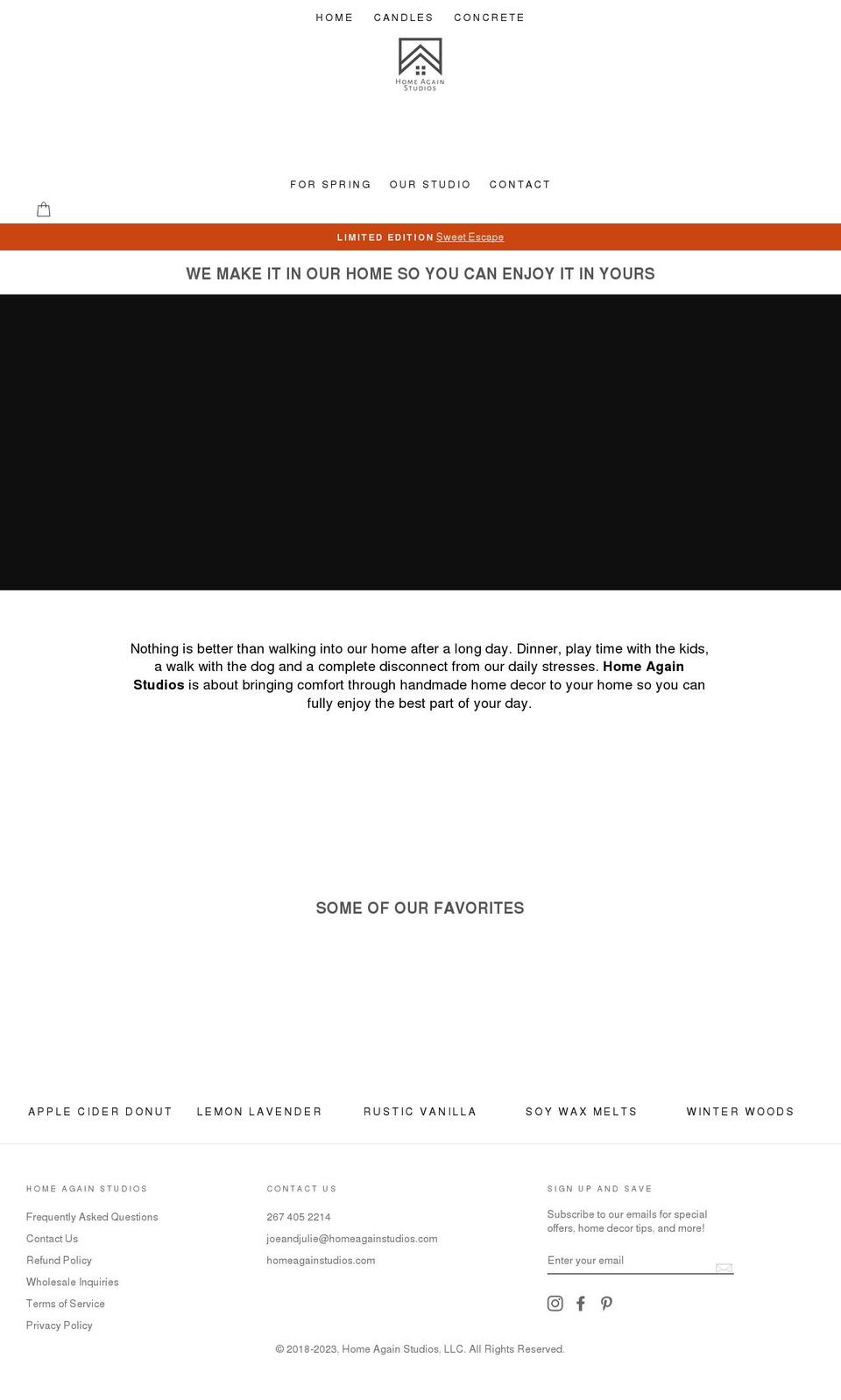 homeagainstudios.com shopify website screenshot