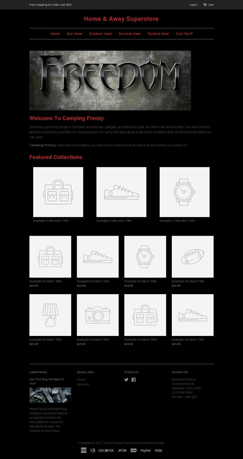 homeandawaysuperstore.com shopify website screenshot