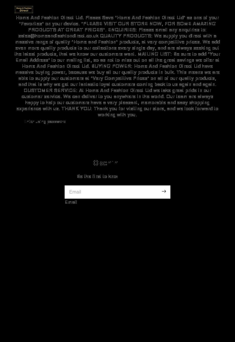 homeandfashiondirect.com — Shopify storefront screenshot