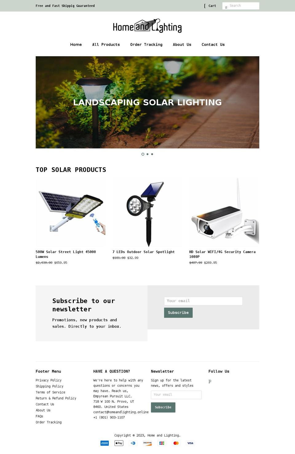 homeandlighting.online shopify website screenshot