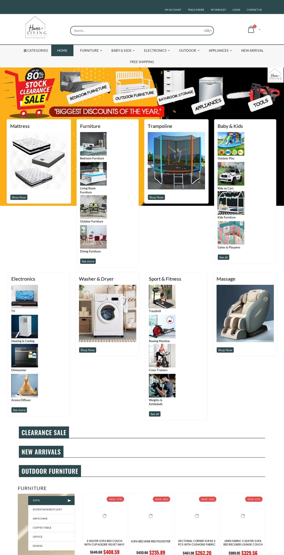 homeandliving.net.au shopify website screenshot