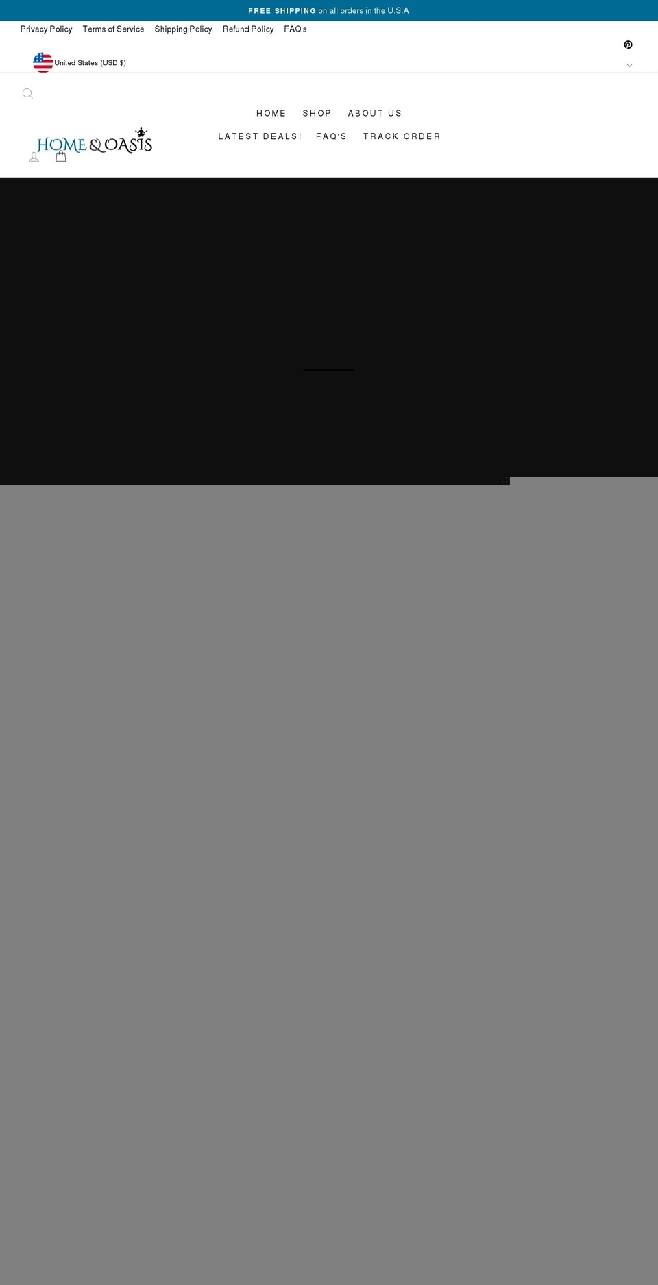 homeandoasis.com shopify website screenshot