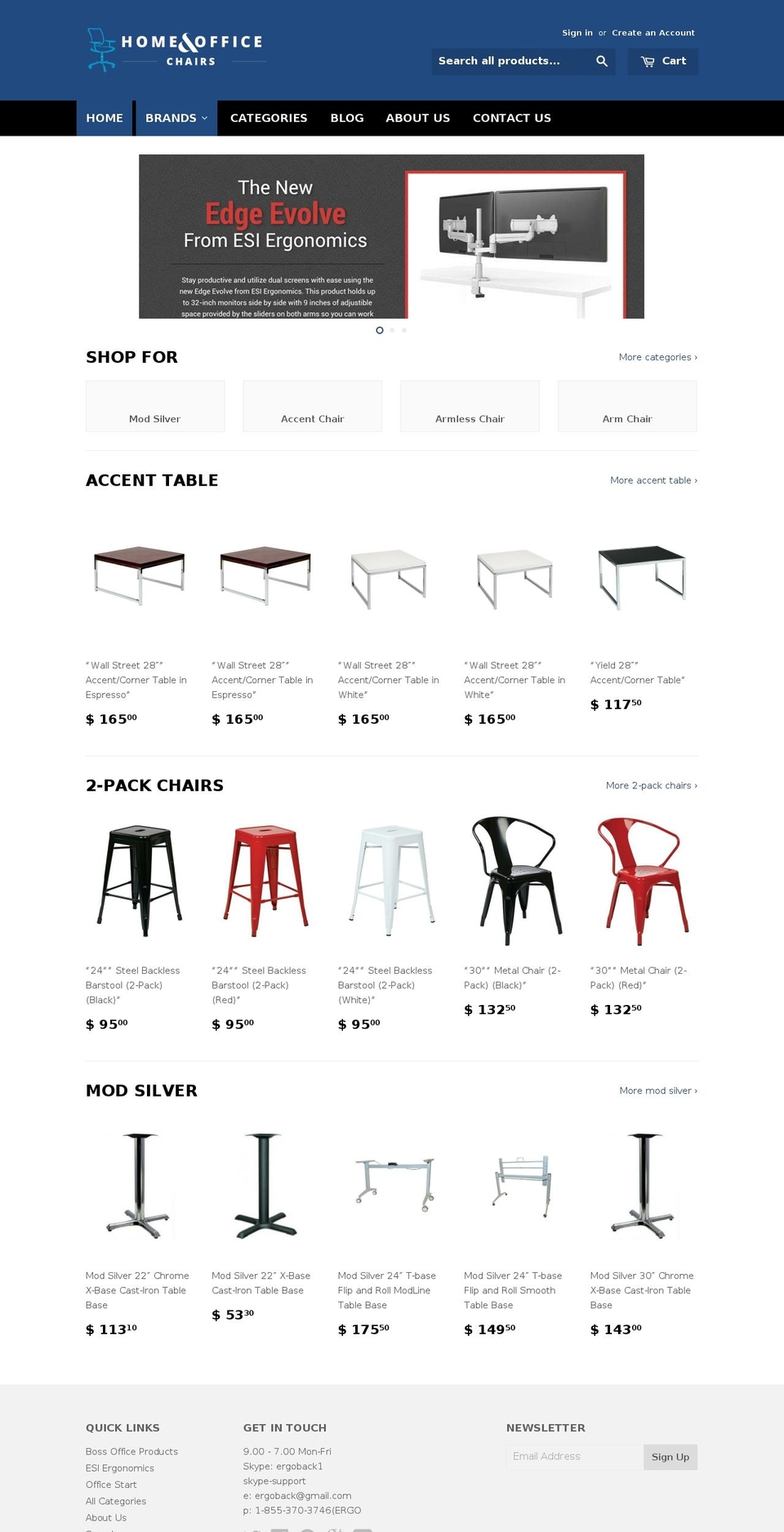homeandofficechairs.com shopify website screenshot