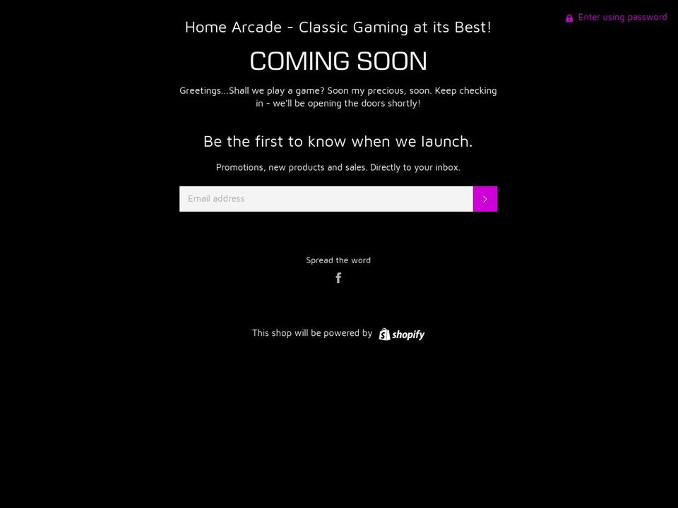 homearcade.ca shopify website screenshot