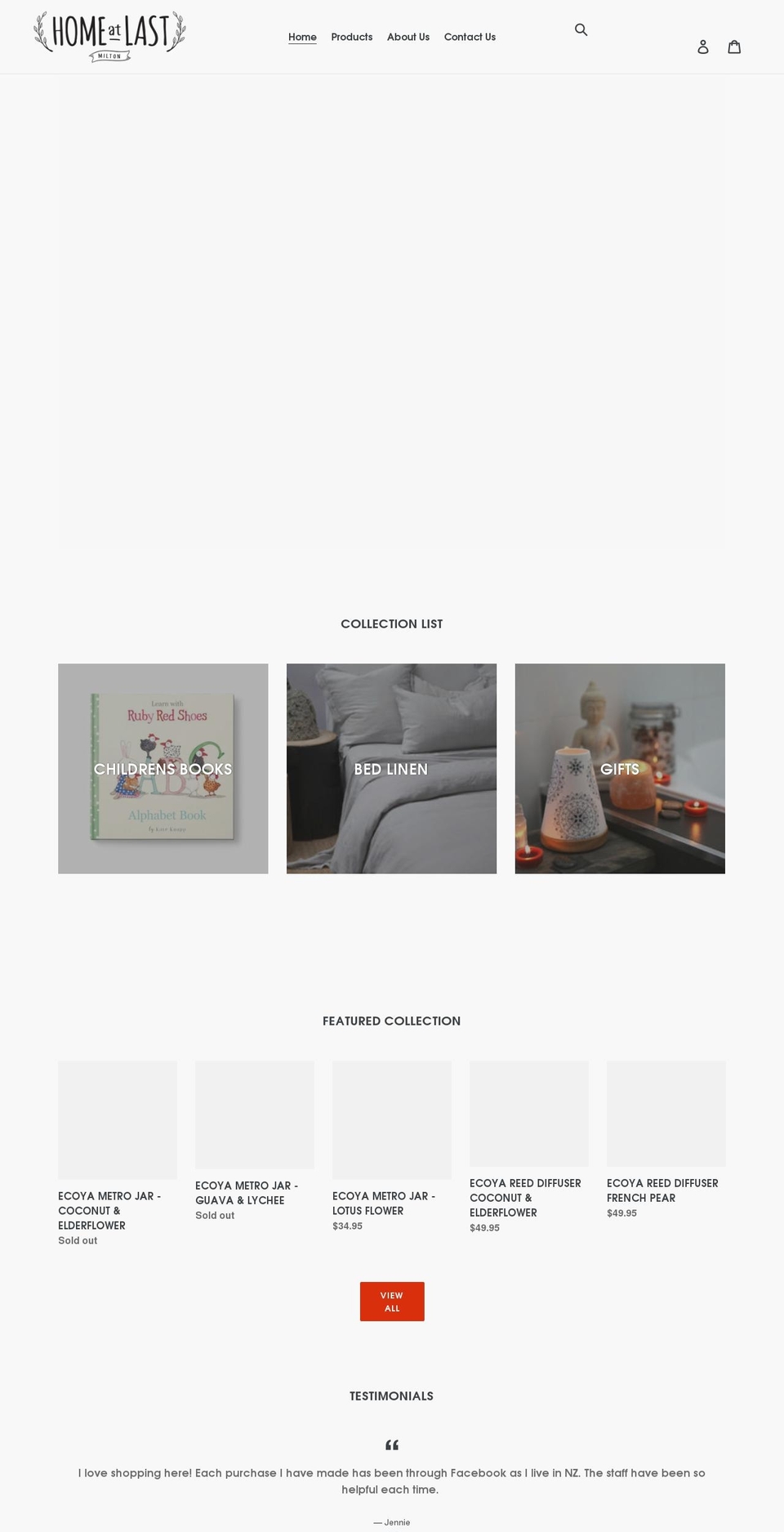 homeatlastmilton.com.au shopify website screenshot
