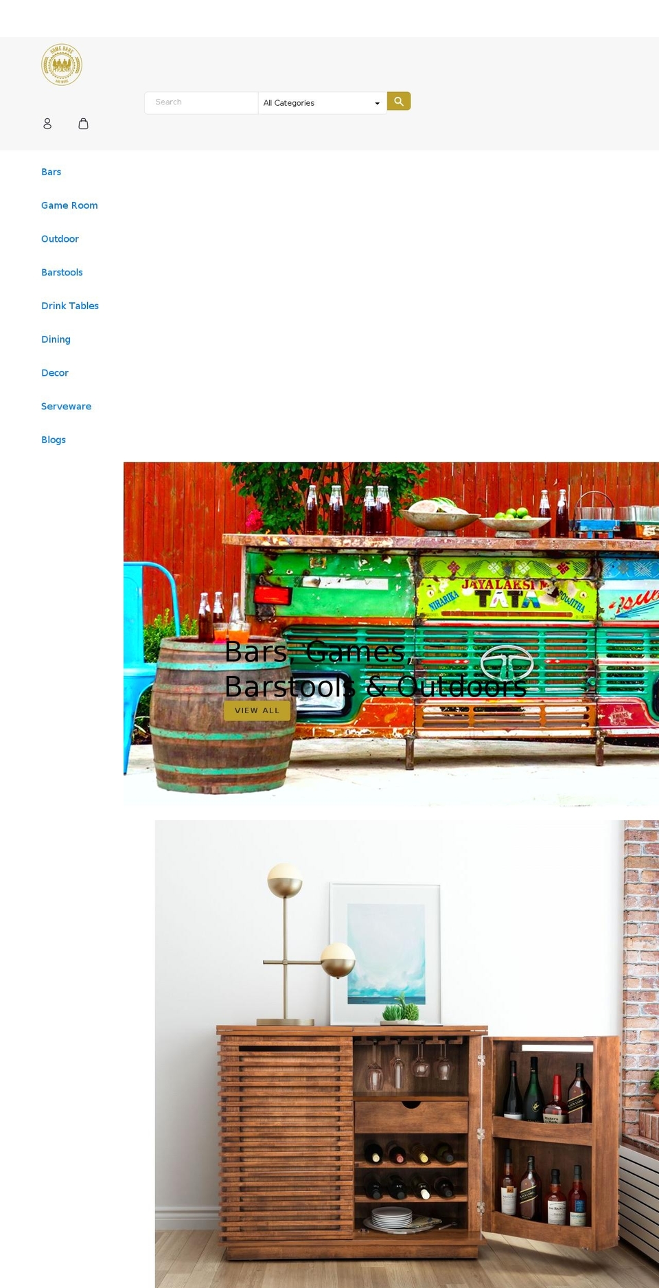 homebarsandmore.com shopify website screenshot