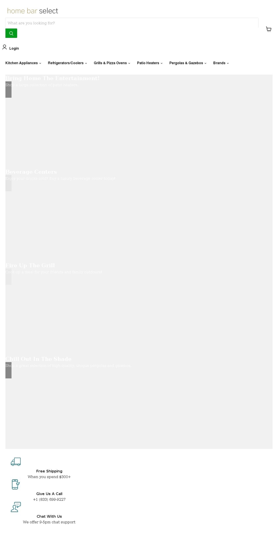 homebarselect.com shopify website screenshot