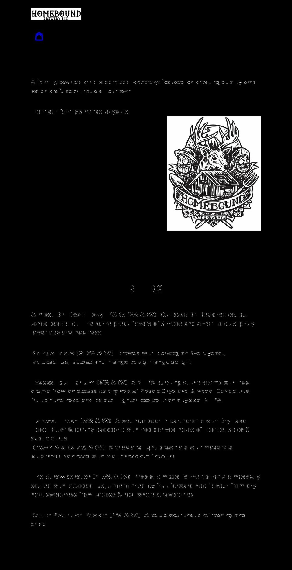 homeboundbrewery.ca shopify website screenshot