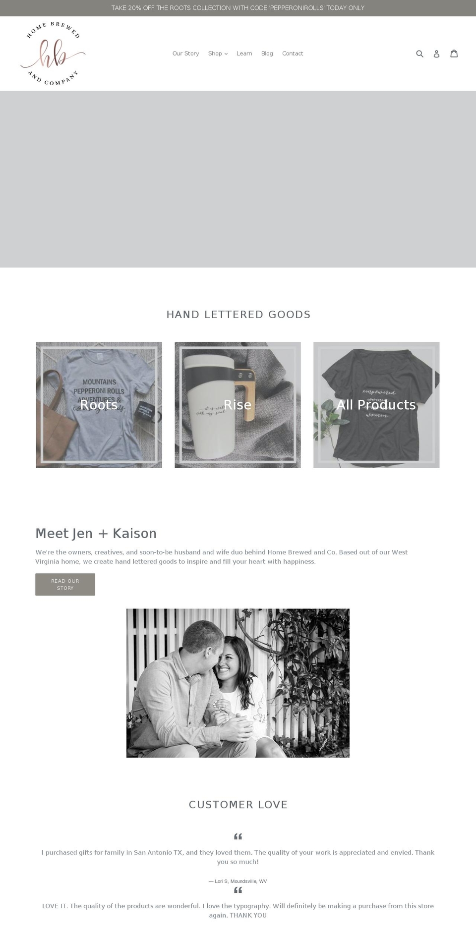 homebrewedandco.com shopify website screenshot
