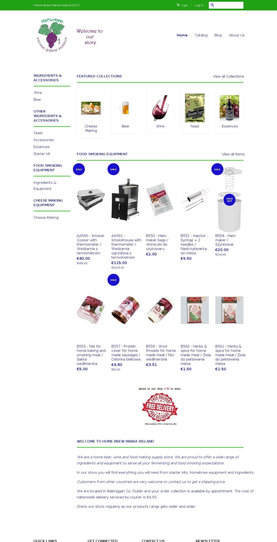 homebrewmaniaireland.com shopify website screenshot