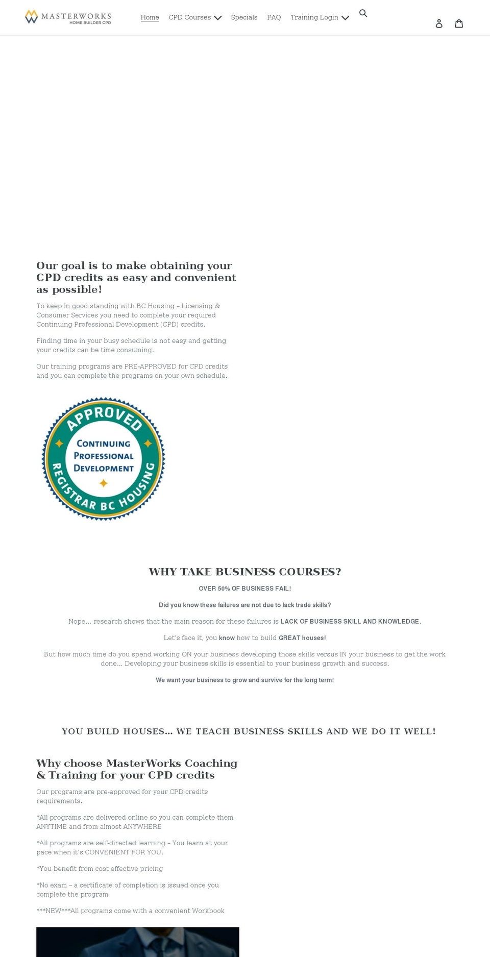 homebuildercpd.ca shopify website screenshot