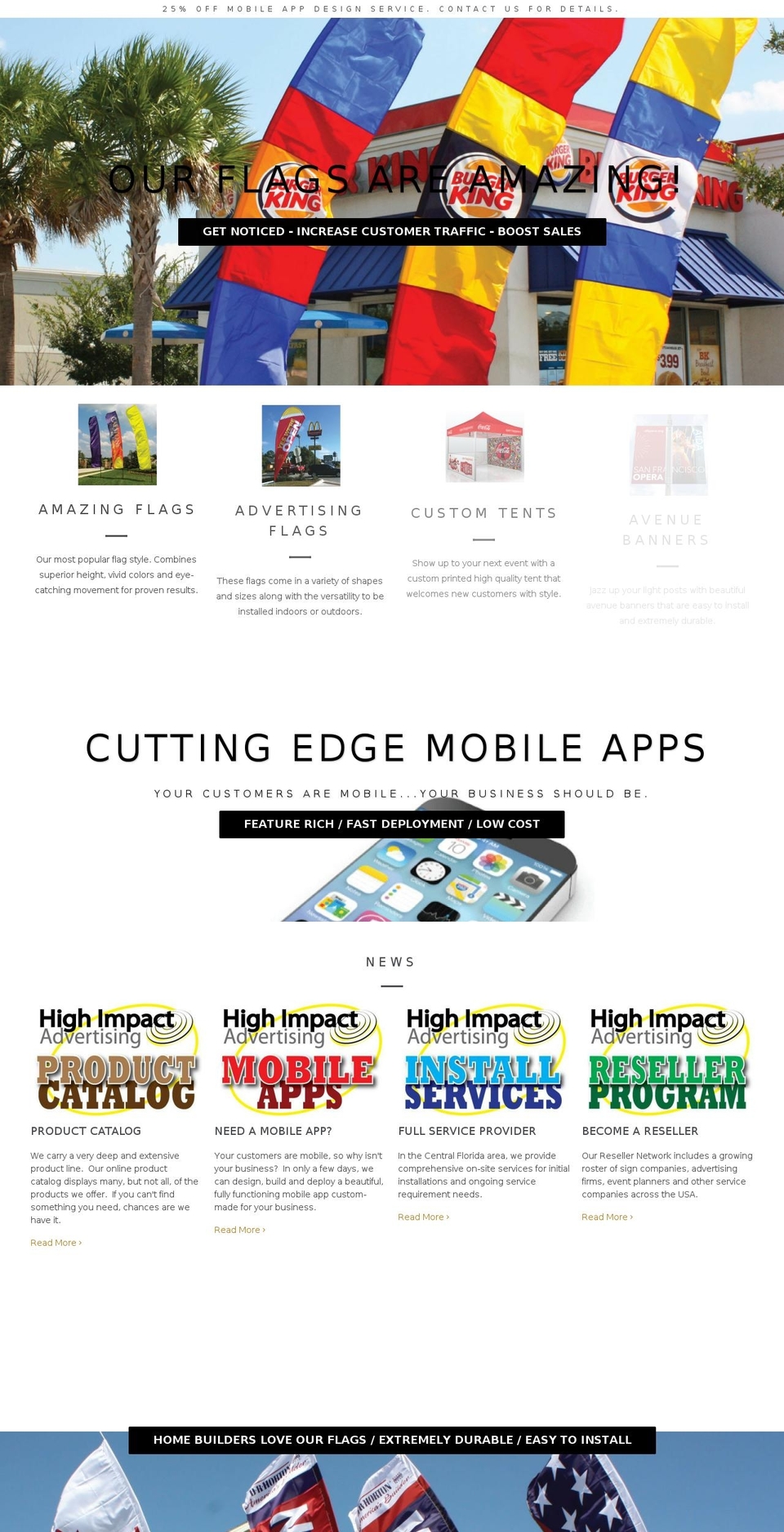 homebuilderflags.com shopify website screenshot