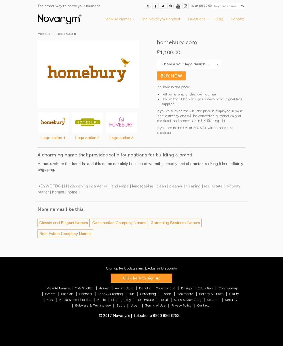 homebury.com shopify website screenshot
