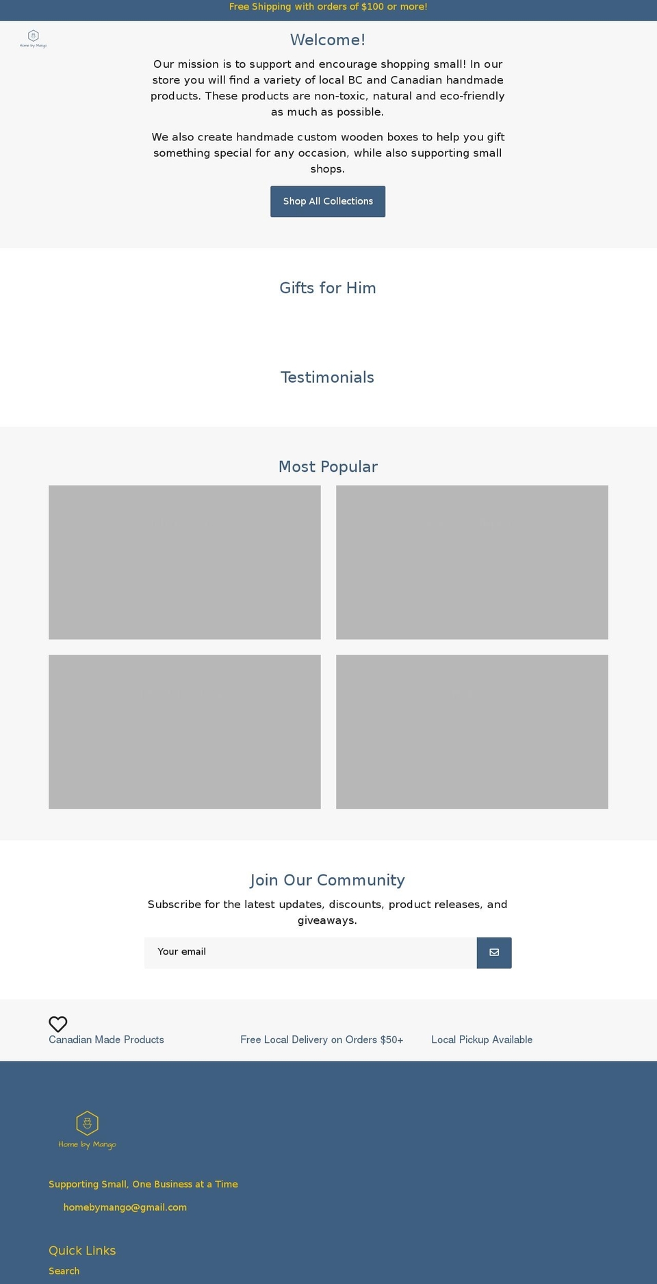 homebymango.com shopify website screenshot