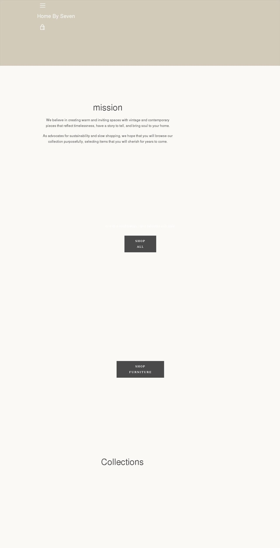 homebyseven.com shopify website screenshot