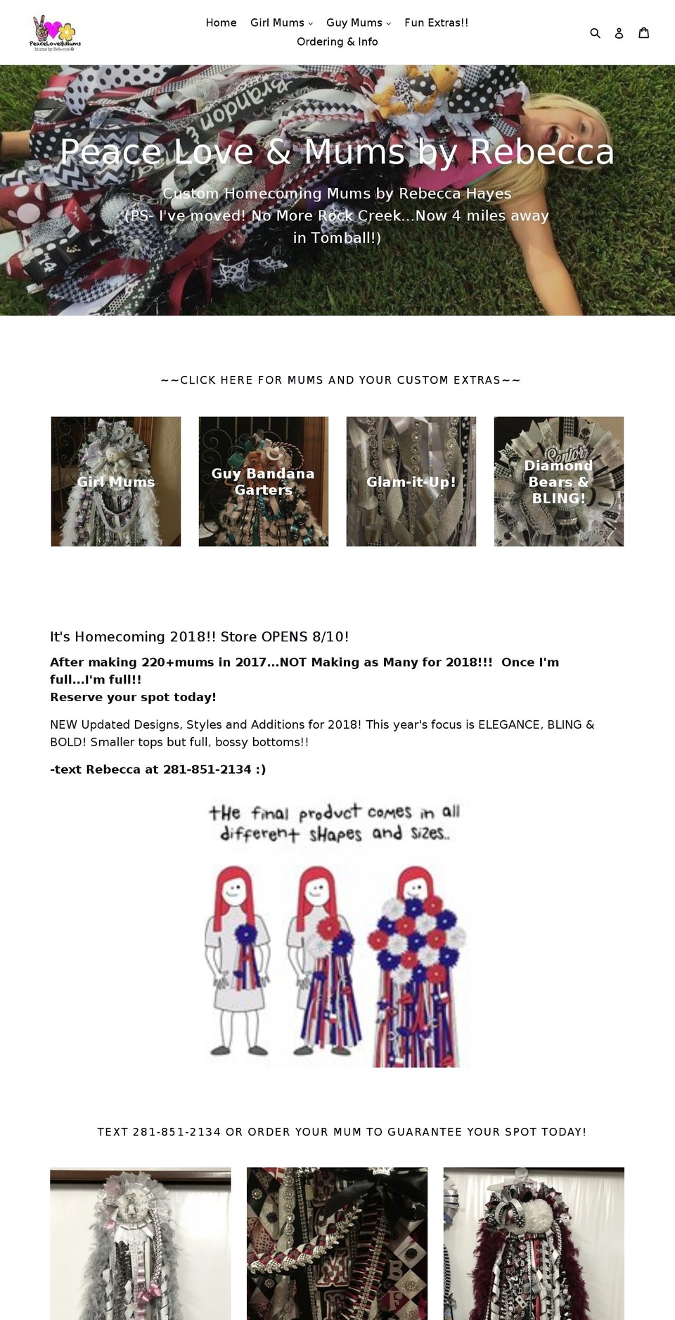 homecomingmumsbyrebeccahayes.com shopify website screenshot