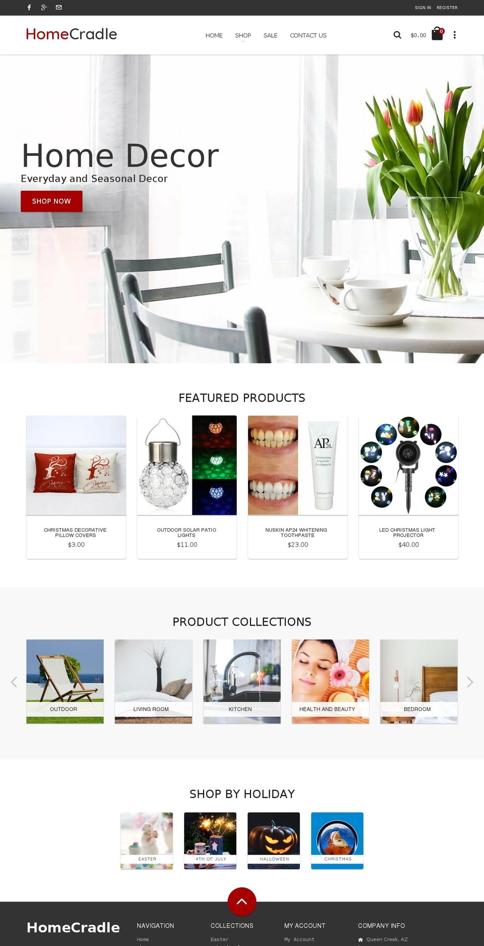homecradle.com — Shopify storefront screenshot