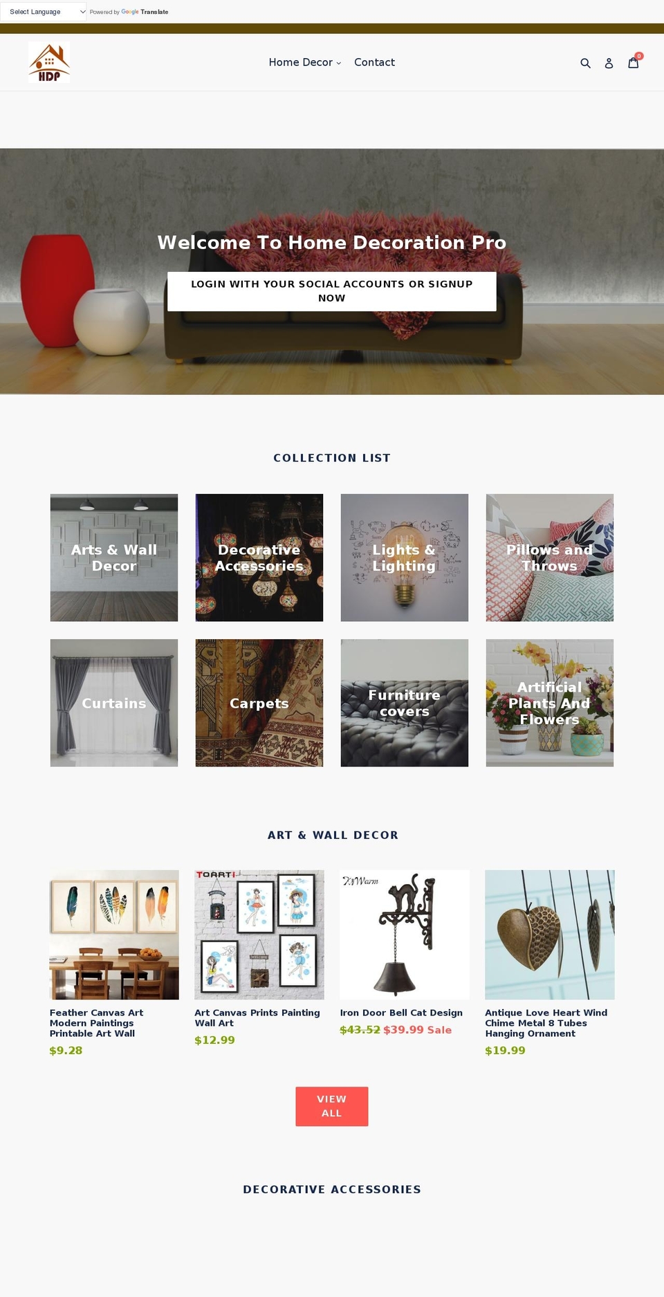homedecorationpro.com — Shopify storefront screenshot