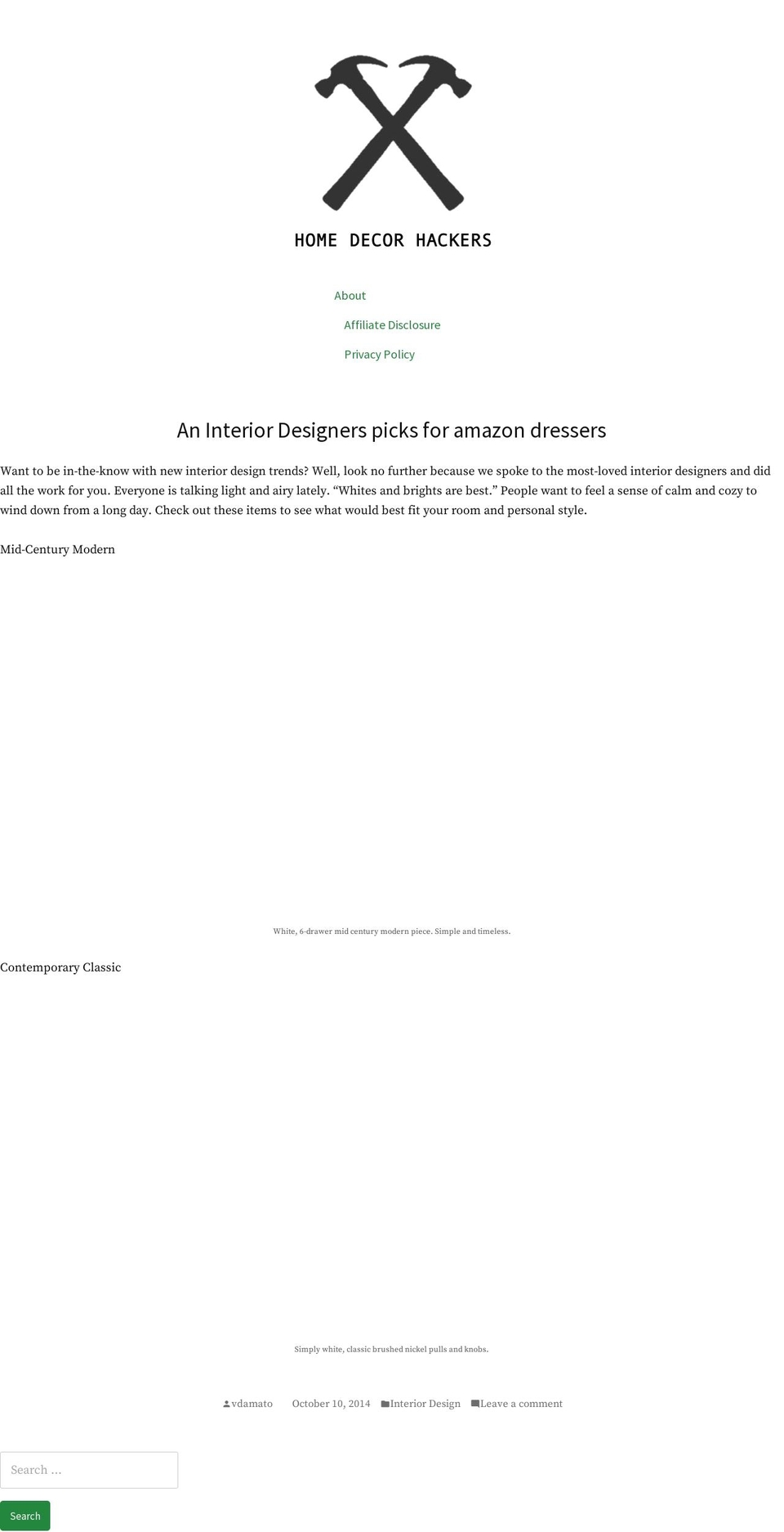 homedecorhacker.com — Shopify storefront screenshot