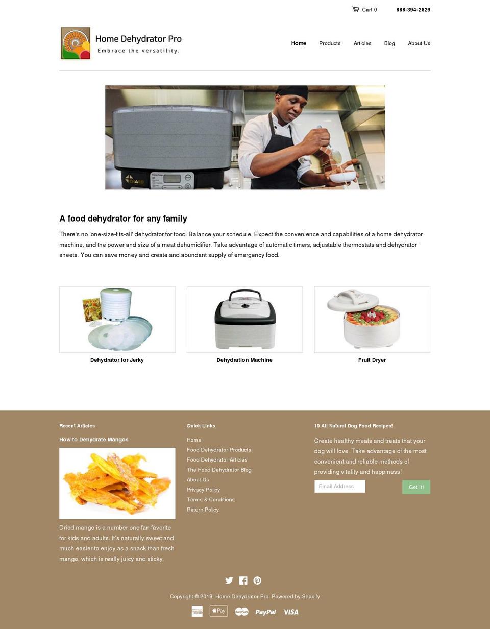 homedehydratorpro.com — Shopify storefront screenshot
