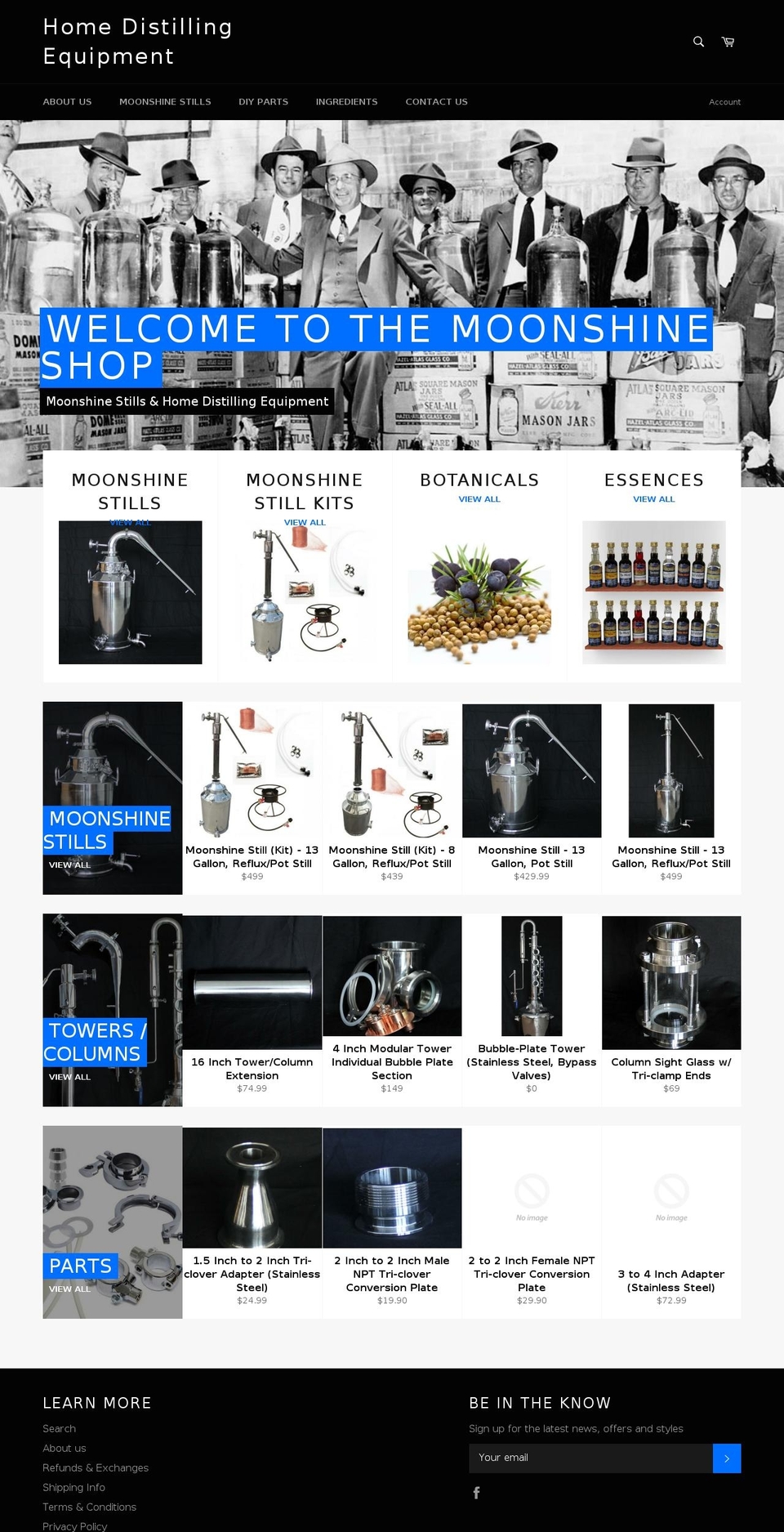 homedistillingequipment.com shopify website screenshot