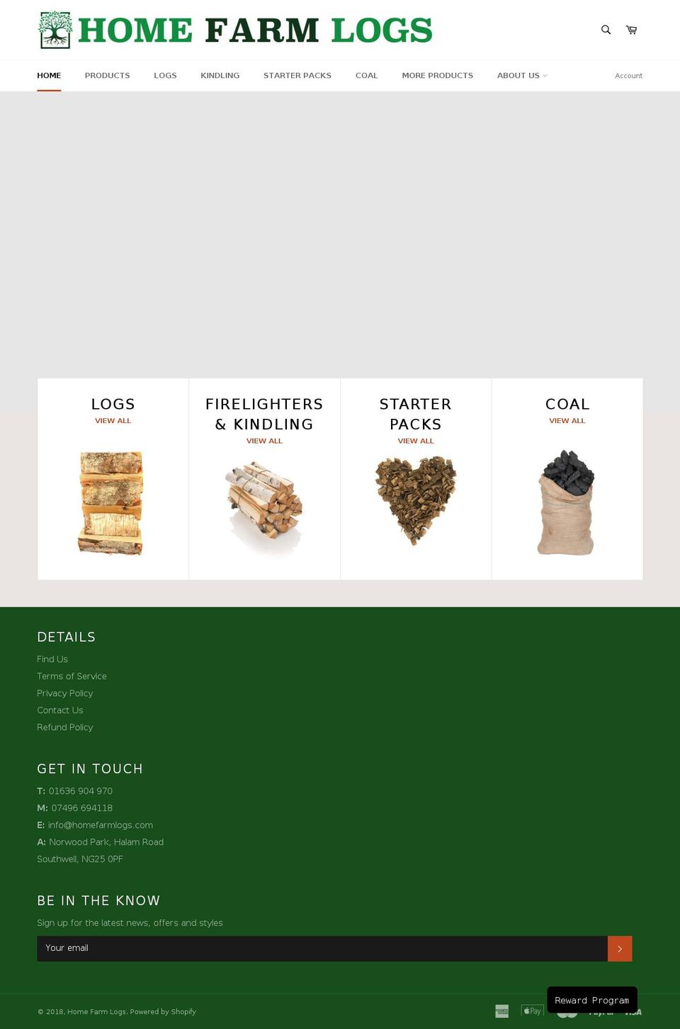 homefarmlogs.com shopify website screenshot
