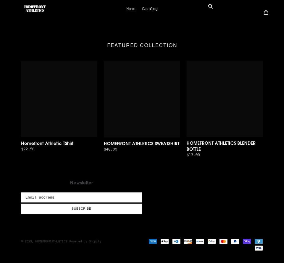 homefrontathletics.com shopify website screenshot