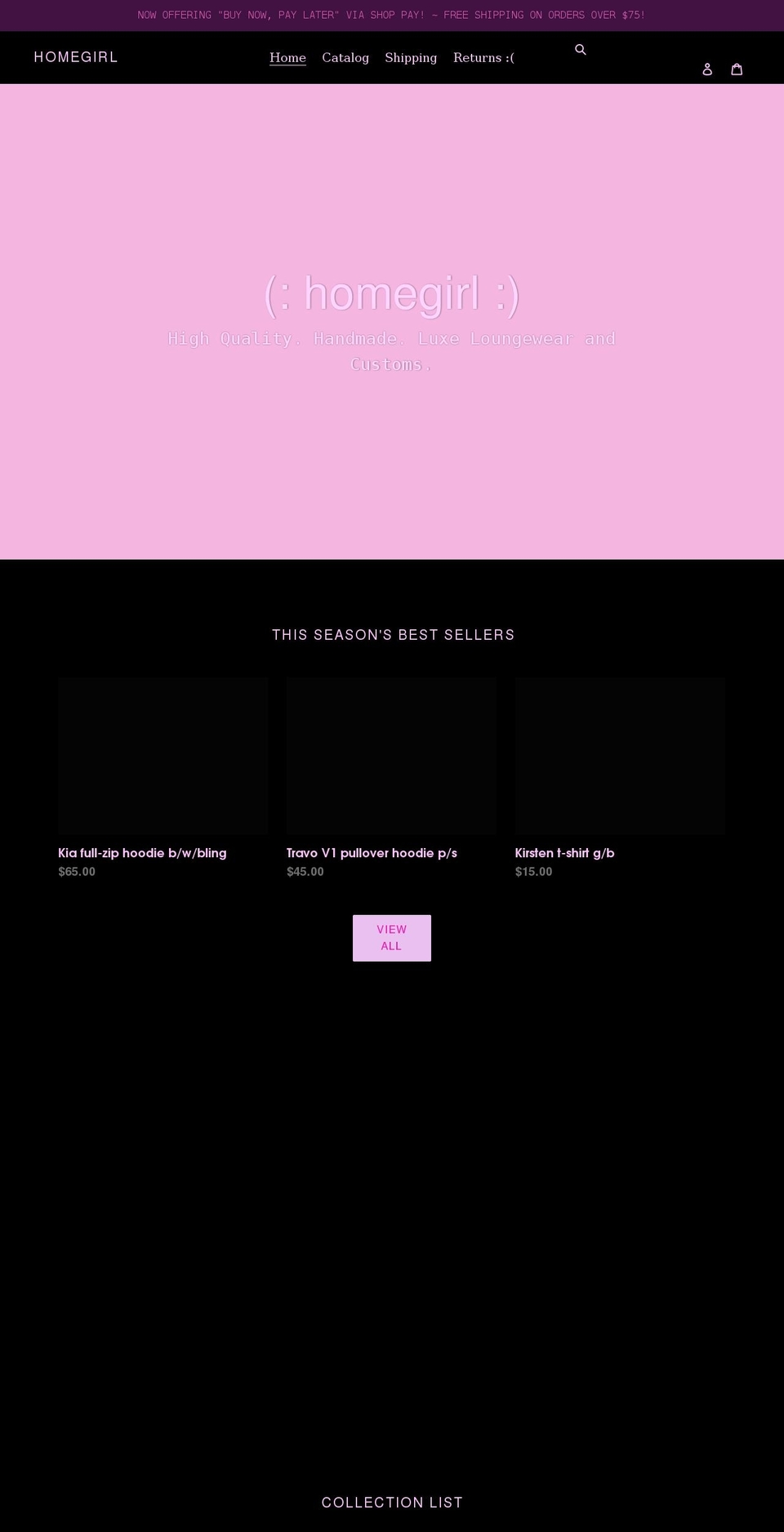 homegirl-apparel.com shopify website screenshot