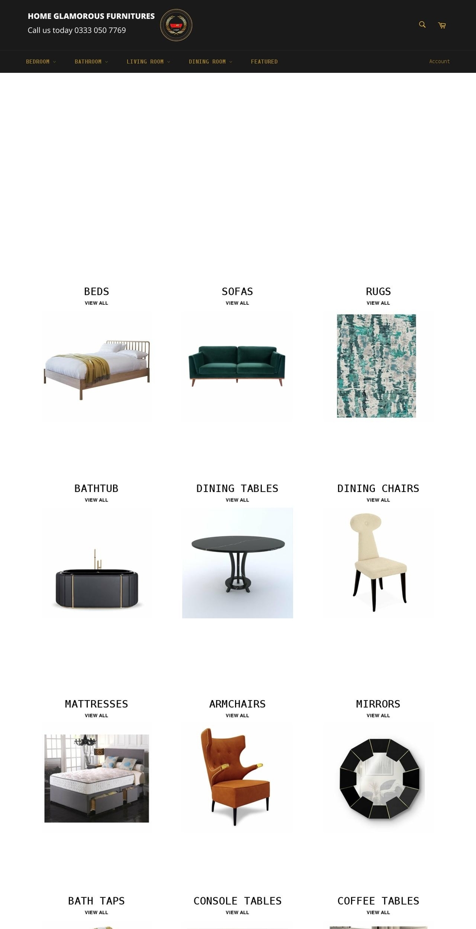 homeglamorousfurnitures.com shopify website screenshot