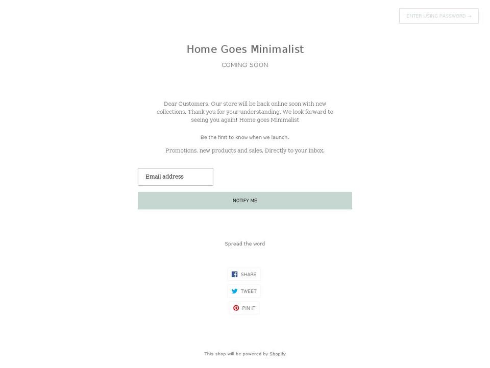 homegoesminimalist.com shopify website screenshot