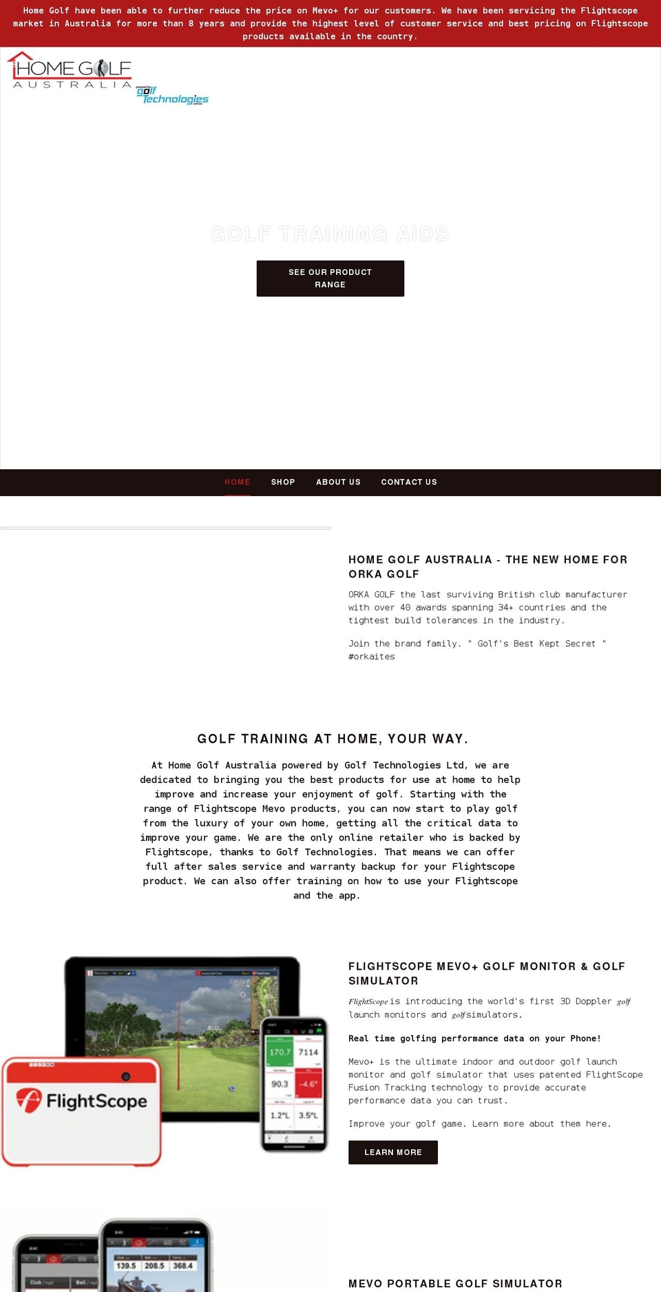 homegolf.com.au shopify website screenshot